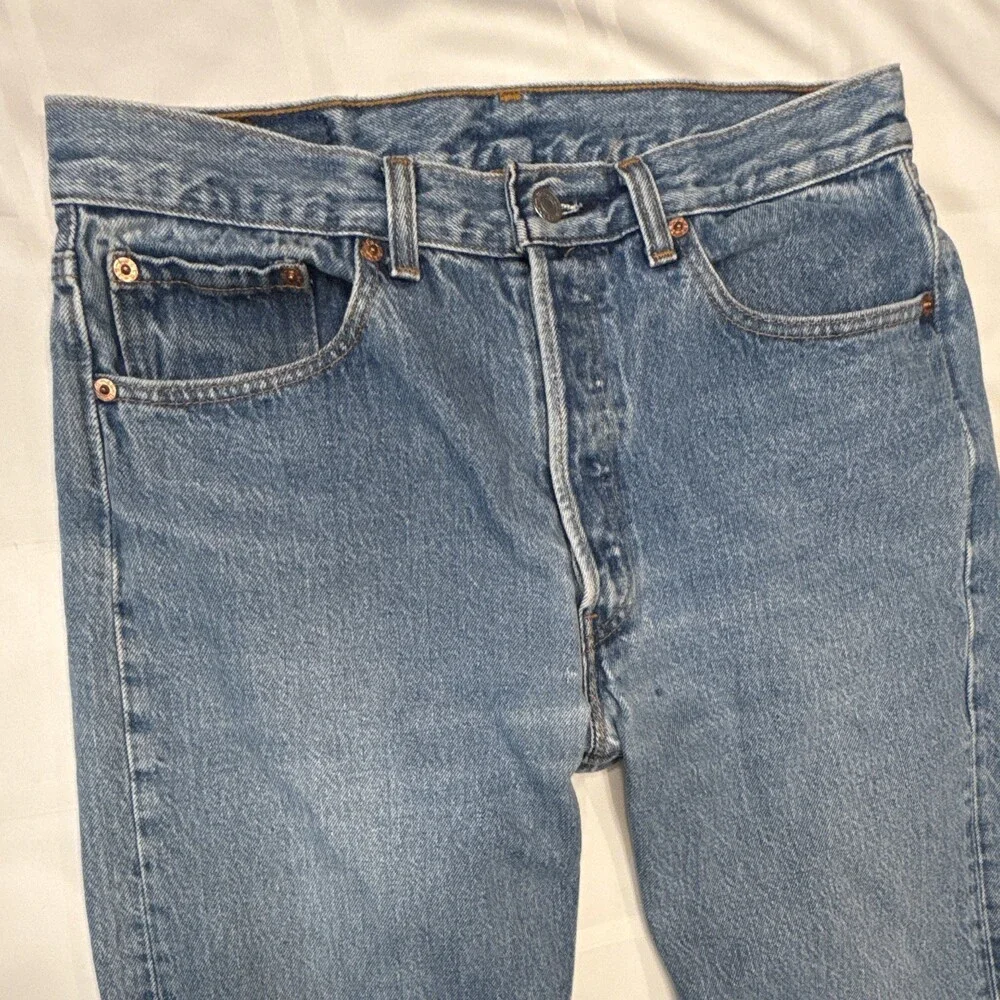 Vintage 90s Levi's 501 Button Fly Jeans 32x34 Made in USA Stonewash Blue